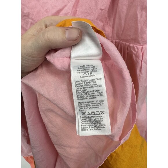 J. Crew Tiered Colorblock Midi Dress Women 12 Sherbet Pink Peach Peasant Prairie - Picture 6 of 13